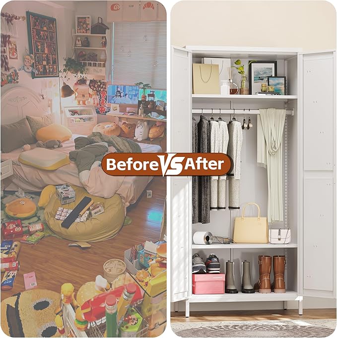 SUPEER Metal Wardrobe Cabinet - Image 5