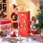 Vercraft 12 Pcs Mini Locker 10.8 Inch with Lock and Keys,Red,Santa | Desktop Organizer for Girls Bedroom, Secure Storage for Trinkets, Includes Animal Keychains Mirror Comb, Littles Collectible