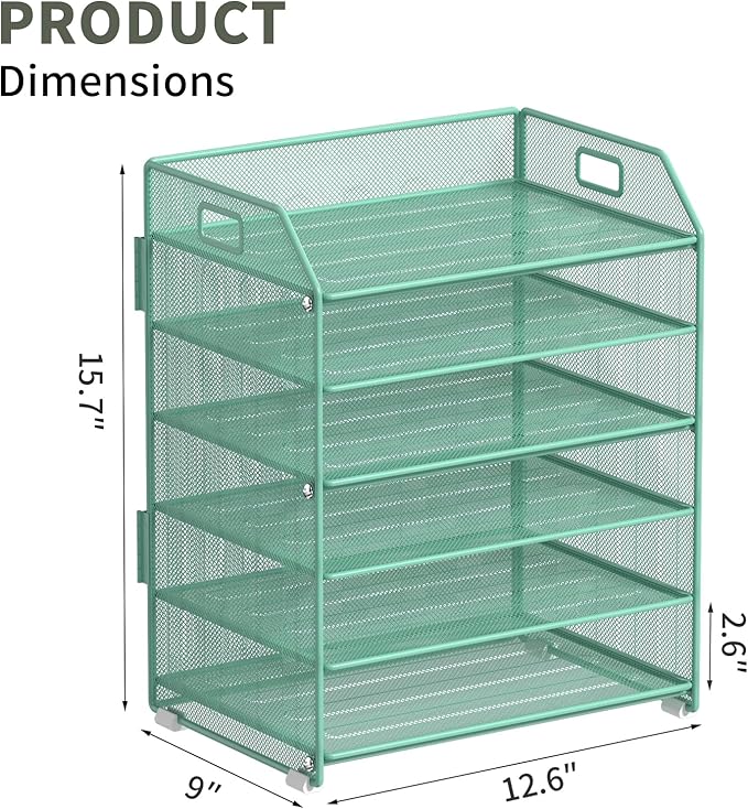 6 Tier Desk Organizer, Heavy-Duty Thick Metal Letter Tray Organizer, Large - Image 5