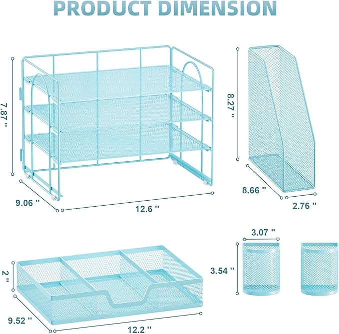 Marbrasse Desk Organizer and Accessories，4-Tier Paper Letter Tray Organizer - Image 3