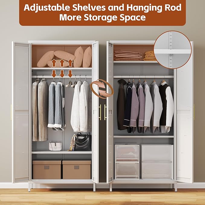 SUPEER Metal Wardrobe Cabinet - Image 3