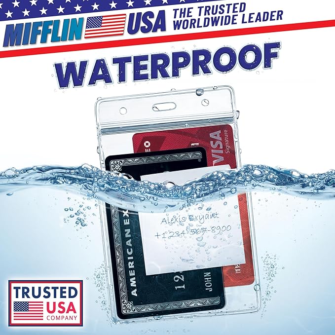 Mifflin-USA Large Vertical ID Badge Holders, Plastic Nametag Covers - Image 2