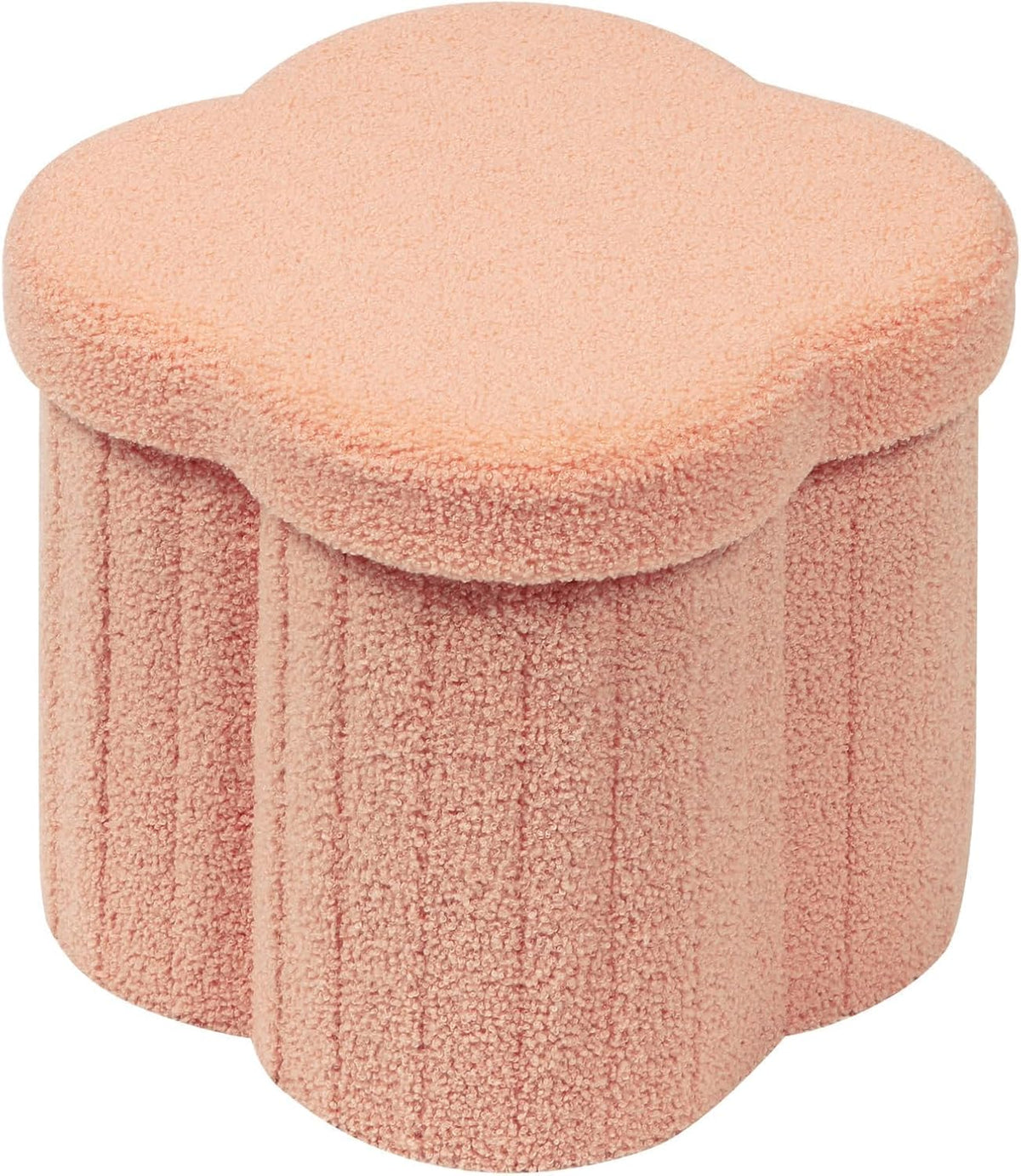 B FSOBEIIALEO Storage Ottoman Cube, 12.6" Flower Shaped Ottomans, Orange
