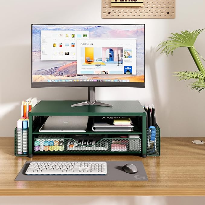 OPNICE Desk Organizers and Accessories, 2-Tier Computer Monitor Stand Riser - Image 7