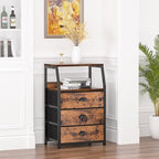 Furnulem Nightstand with 3 Drawers and 2-Tier Shelf, Fabric Small Dresser - Image 8