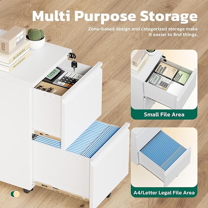 Greenvelly 2 Drawer Mobile File Cabinet - Image 5