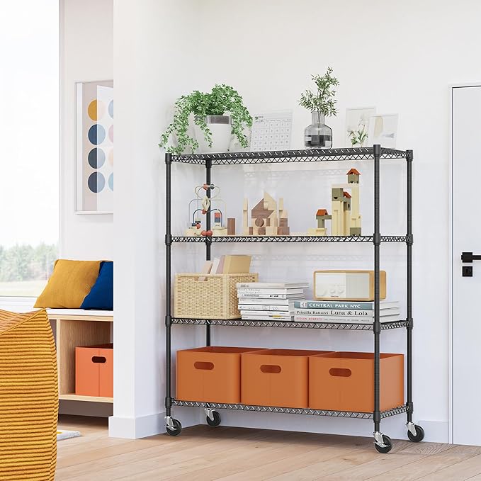 M MZG 4 Tiers Storage Shelves Load 1400LBS, Metal Shelving Wire Metal Shelving - Image 6