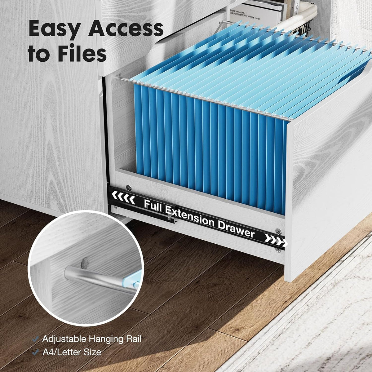 DUMOS File Cabinet with 3 Drawers, Wood Under Desk Storage Printer Stand