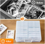Lifewit 4x6 Photo Storage Box, Plastic Craft Storage Box - Image 4