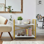 CAPHAUS 2 Tier Small Bookshelf, 24 Inch Width Free Standing Shelf, Bookcase - Image 4
