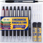June Gold 8 Pack 0.7 mm HB #2 Mechanical Pencils, Extra Long Spin Eraser by JuneGold