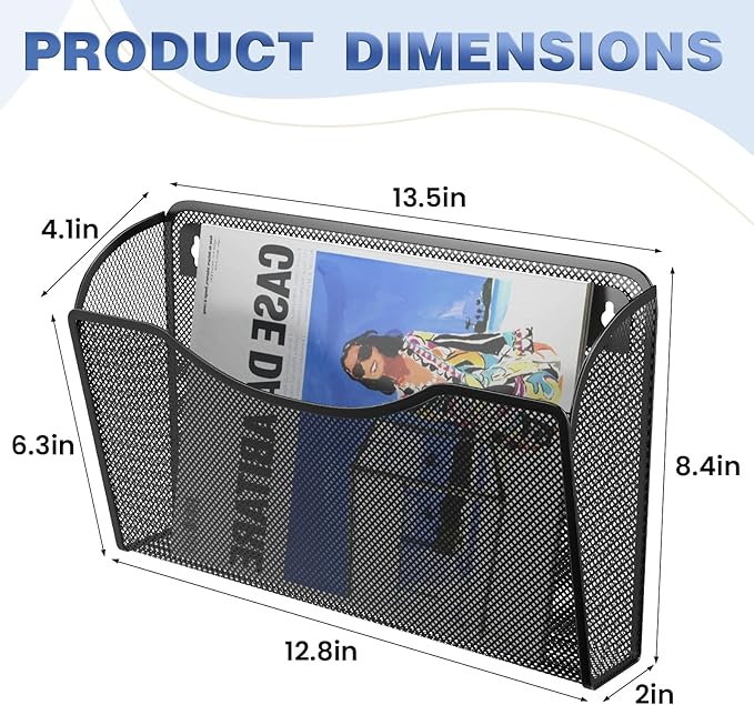 MINDEPOT Wall File Organizer, Hanging Wall Mounted File Folder Binder Holder - Image 2