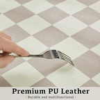 Ohocut Checkered Desk Mat, Large Cute Aesthetic Retro PU Leather Computer - Image 4