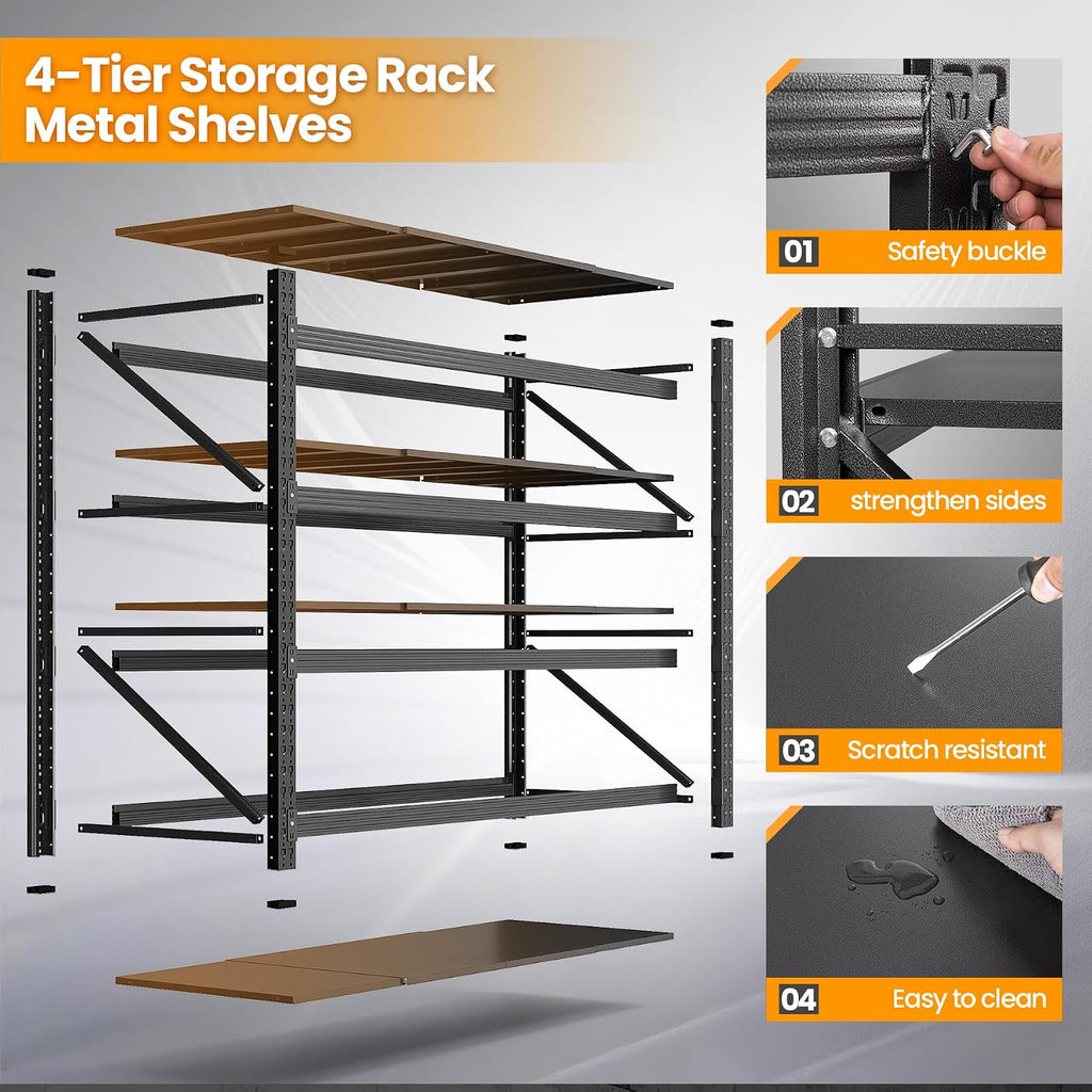 bynsoe heavy duty shelving unit 71''w, garage shelving, package contents