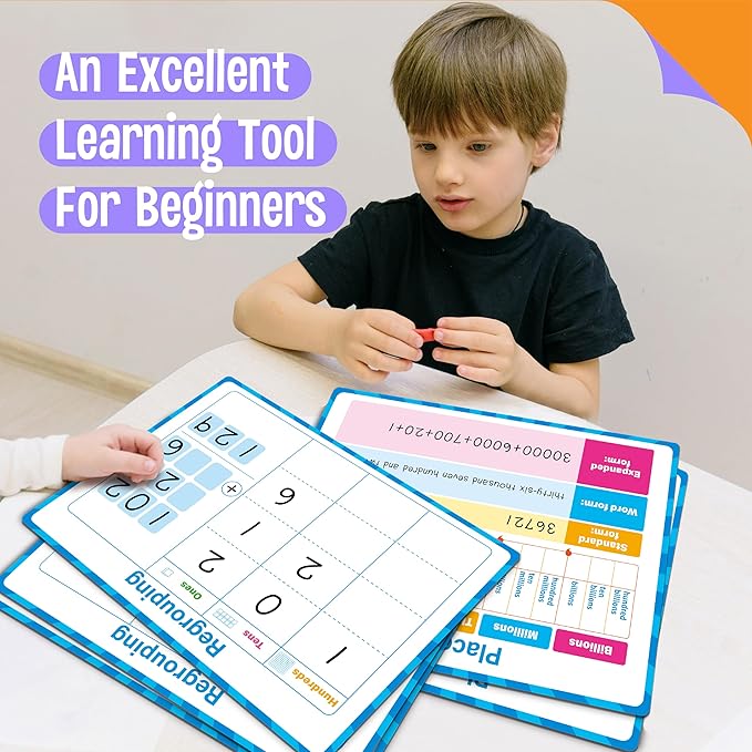8 Packs Place Value Whiteboards, Double Sided Dry Erase Card Writable and - Image 7