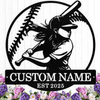 Personalized Softball Metal Sign Custom Player Name Sign Girls Room Decor by HengMeiZiK