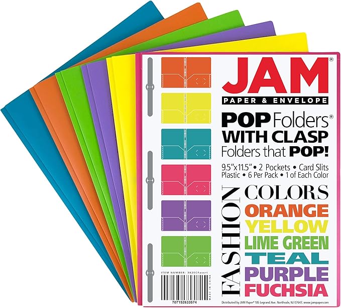 JAM PAPER Plastic Color POP Folders - Image 2