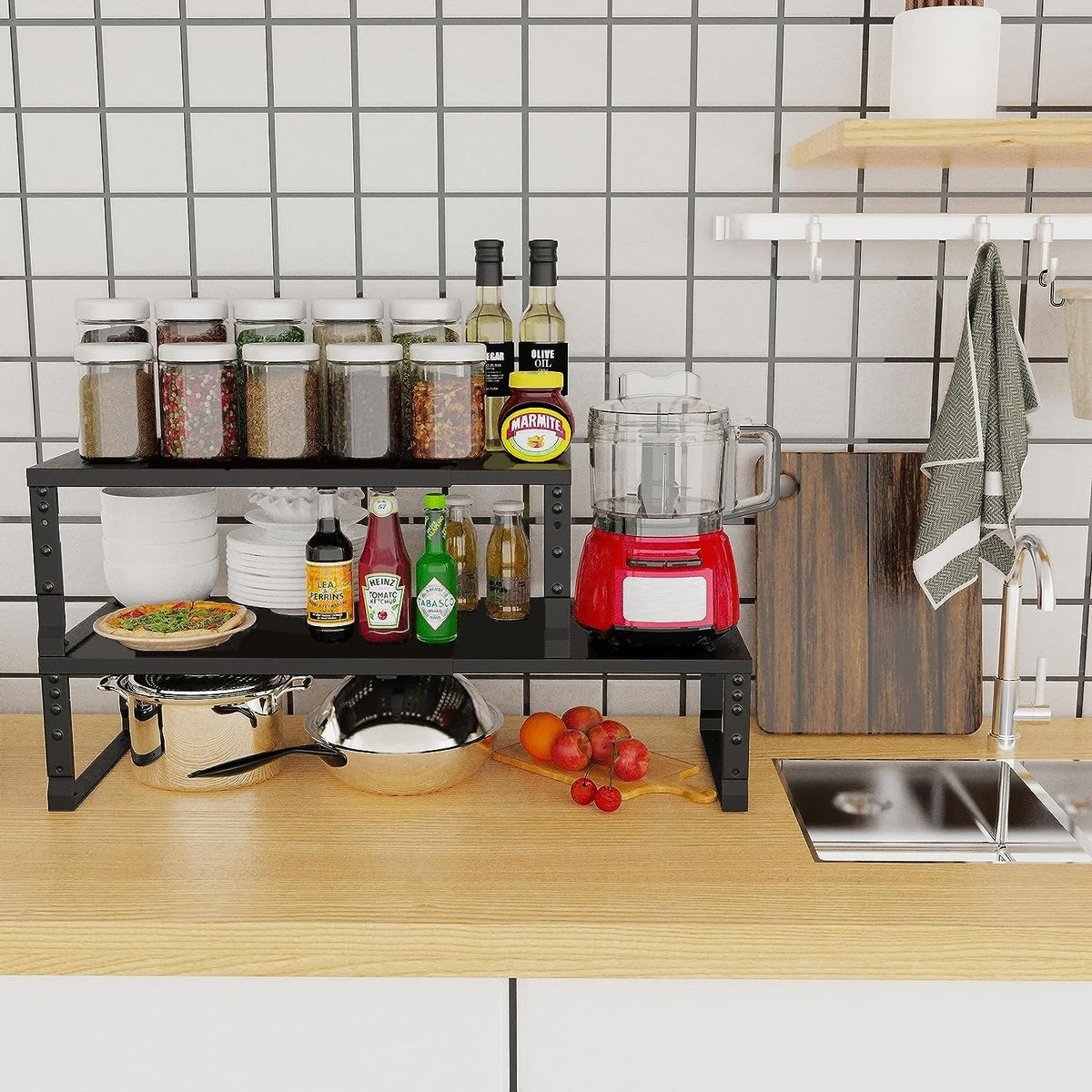 Jojocross Expandable Cabinet Shelf Organizer Storage Spice Rack Shelves for K...
