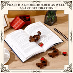 Cat Book Page Holder with Detachable Heart Gifts for Valentine's Day,Walnut Thumb Book Page Holders for Reading,Book Opener Holder Reading Accessories for Book Lovers with Gift Box (Large 0.94")