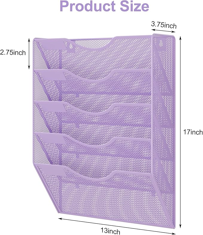 EasyPAG 5 Pocket Mesh Wall File Organizer, Hanging Paper Folder Holder - Image 7
