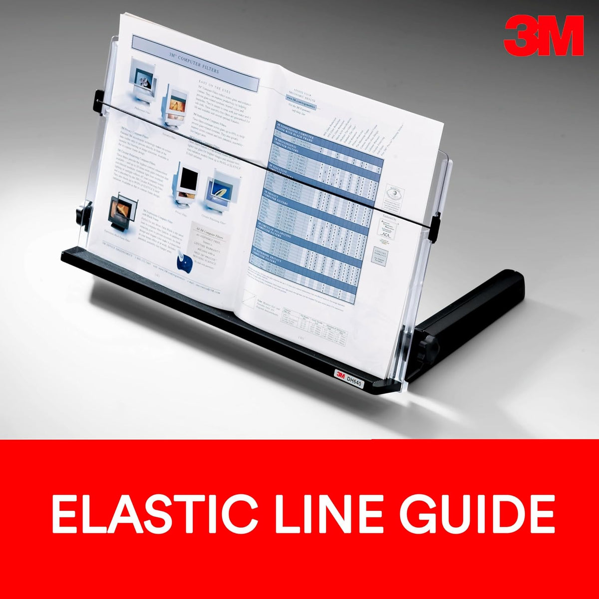 3m adjustable in-line document holder, black, dh640, 1, side view