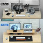 Aothia Large Dual Monitor Stand Riser, Solid Wood Desk Shelf - Image 6