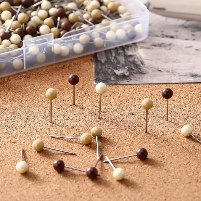 WILLBOND 500 Pack Map Push Pins Map Tacks Small Round Head Push Pins Thumb Tacks - Image 3