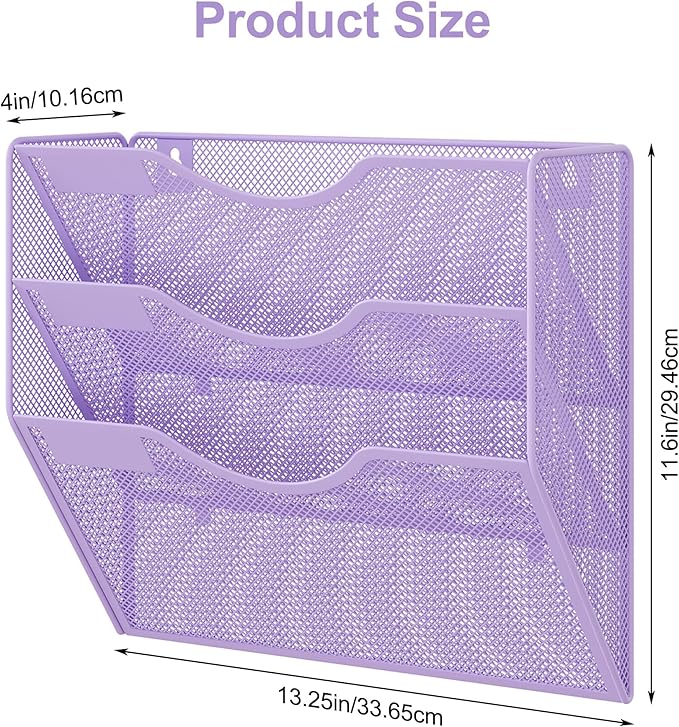 EasyPAG 3 Pocket Mesh Wall File Organizer, Hanging Paper Folder Holder - Image 6
