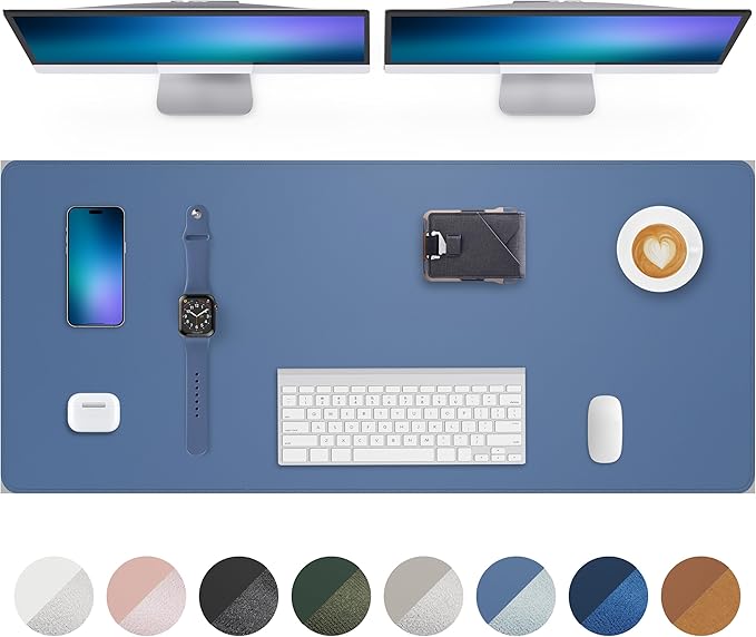 Leather Desk Pad Protector- 48" x 17" Office Desk Mat, Non-Slip PU Leather by AFIING