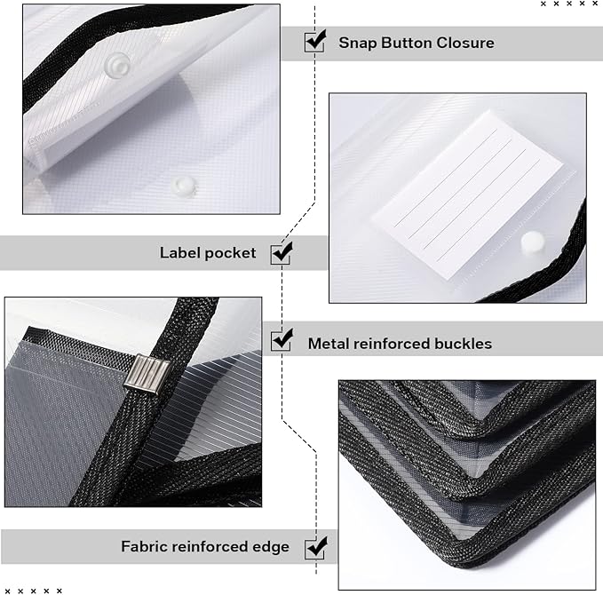 10 Pieces Plastic File Folders Envelope Expanding File Wallet Organizer - Image 3