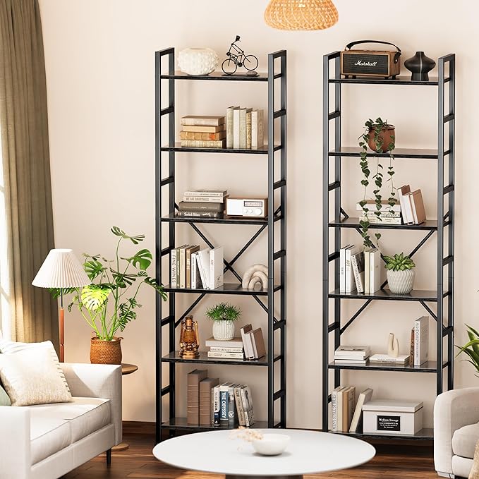SUPERJARE Triple 6 Tier Bookshelf, Bookcase - Image 8