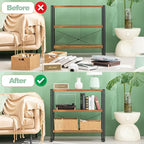 HCHQHS Bookshelf, 3-Tier Industrial Bookcase, Rustic Open Book Shelf, - Image 4