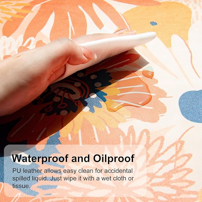QIYI Large Desk Pad, Floral Mouse Pad Desktop Decor, Waterproof PU Leather Desk - Image 3