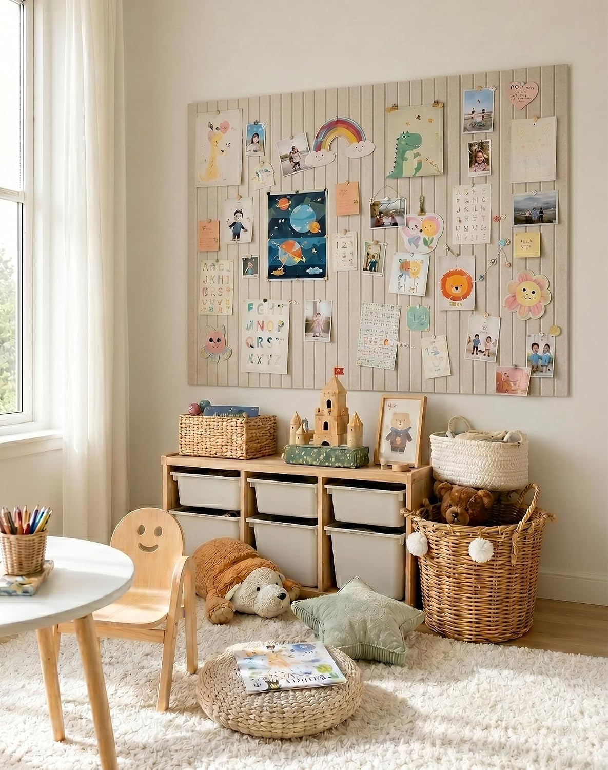 Aothia 48" x 36" Large Felt Bulletin Board, Oatmeal