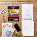 Shuttle Art Marker Pad, 12”x9” Portable Sketchbook, 70 Sheets Marker Drawing - Image 4