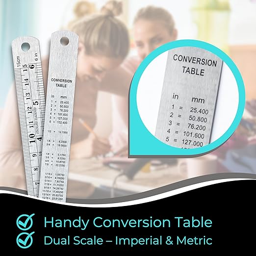 6 Inch Metal Ruler Bulk Set - Image 4