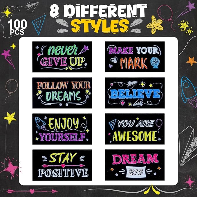 Dunzoom 100 Pcs Inspirational Pencil Erasers Bulk - Image 3