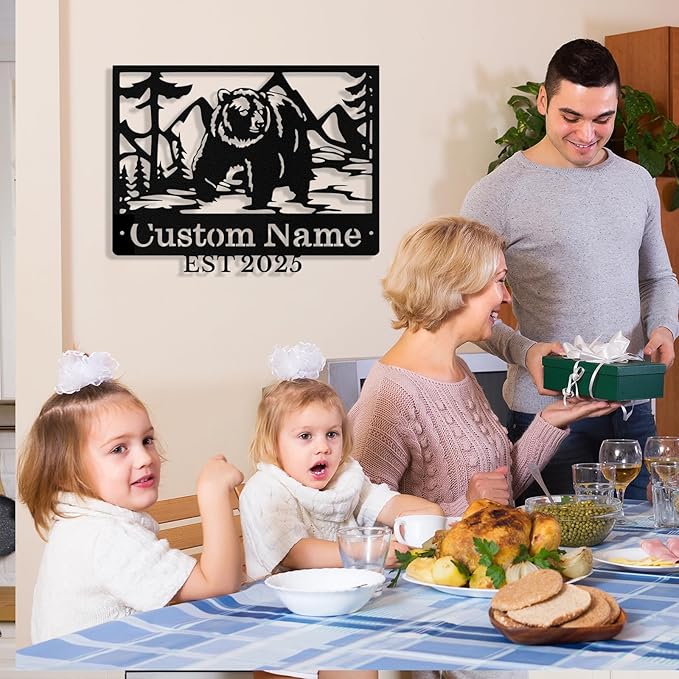Custom Bear Metal Sign, Custom Bear Metal Wall Art Decor, Personalized Last - Image 2