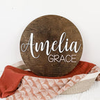 Custom Round Nursery Name Sign, Personalized Wooden Wall Plaque, Baby Shower - Image 3
