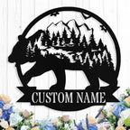 Custom Bear Metal Sign, Custom Bear Metal Wall Art Decor, Personalized Last by logo