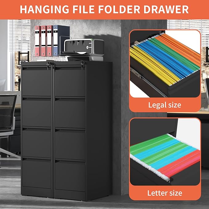 IKIMI 4 Drawer Locking File Cabinet - Image 4