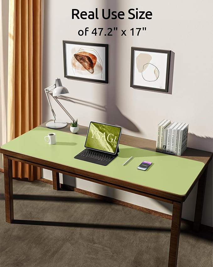 YSAGi Leather Desk Protector, Office Mat, Large Mouse Mat, Non-Slip PU Leather - Image 2