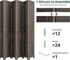 Cozy Castle Wood Room Divider, 6 Panels Folding Privacy Screen, 66.9'' Wall - Image 4