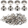 50 Sets M5 x 4mm Chicago Screws Silver, Fits 5mm (3/16") Hole | Carbon Steel Cross Head Binding Screws Rivets, for Leather Craft, Book Binding, Photo Albums, Bags, Boots and DIY Decoration