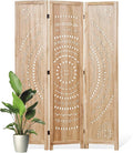 66.9Inch Folding Room Divider, 3 Panels Wood Carved Privacy Screens, Free by Svimi