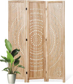 66.9Inch Folding Room Divider, 3 Panels Wood Carved Privacy Screens, Free by Svimi