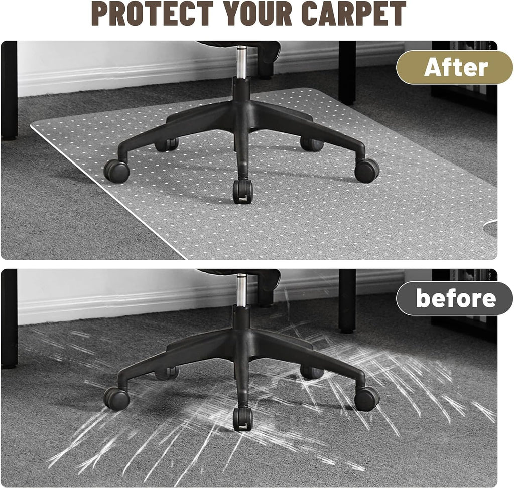 Clear Office Chair Mat for Carpet - 36"x48" Heavy-Duty Protection for Low Pile Carpets - Not Suitable for Hardwood Floors