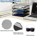 Natwind 3-Tier Stackable Paper Tray, Metal Mesh Desktop Organizer, A4 Paper - Image 4