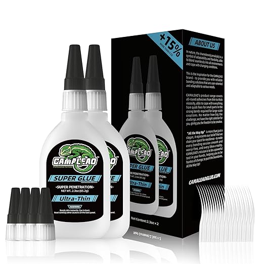 Ultra-Thin Super Glue Liquid Kit 4.6 oz, Fast Drying Clear Superglue by CAMALEAO