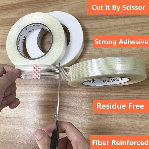 CHUANGSEED 3Pack Mono Filament Strapping Tape 6.2mil x 1Inch x 60yds Commodity - Image 8